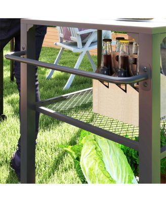 Patio Grill Cart with Storage Rack and Prep Space for BBQ