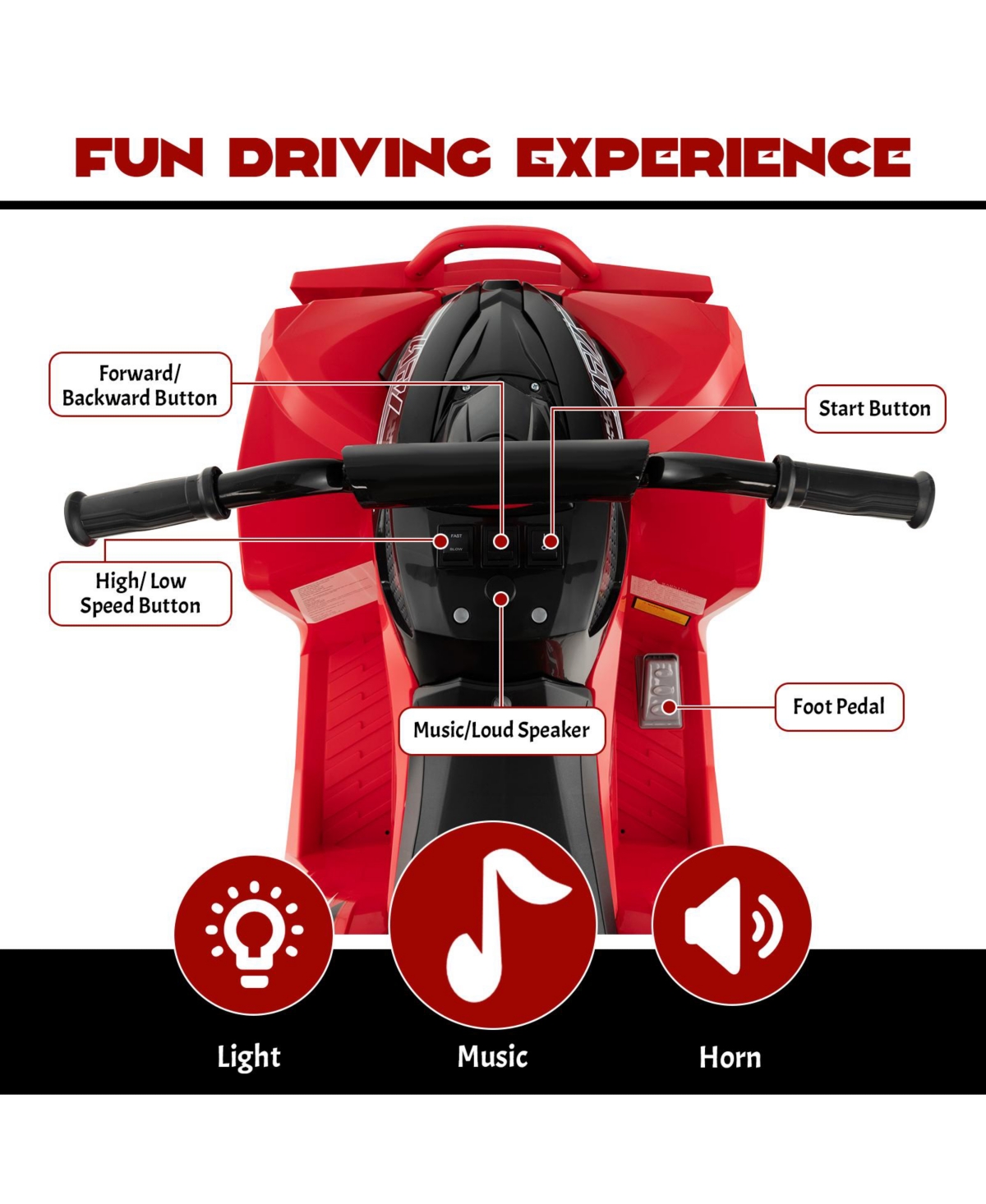 Givimo 12V Kids Ride On Atv with High/Low Speed and Comfortable Seat