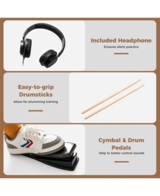 Electric Drum Set Foldable Drum Kit with 10 Demos USB MIDI and 2 Drumsticks