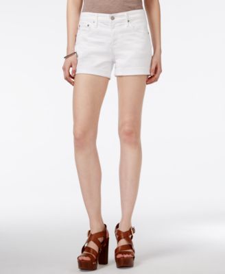 AG Jeans - Cuffed-Hem White Wash Denim Shorts