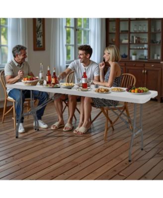 Lightweight 8 Ft Portable Folding Table with Handle for Easy Transport