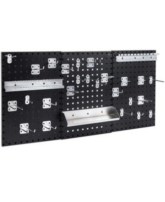 Wall-Mounted Pegboard Kit with 3 Pegboards for Garage Workshop-Black