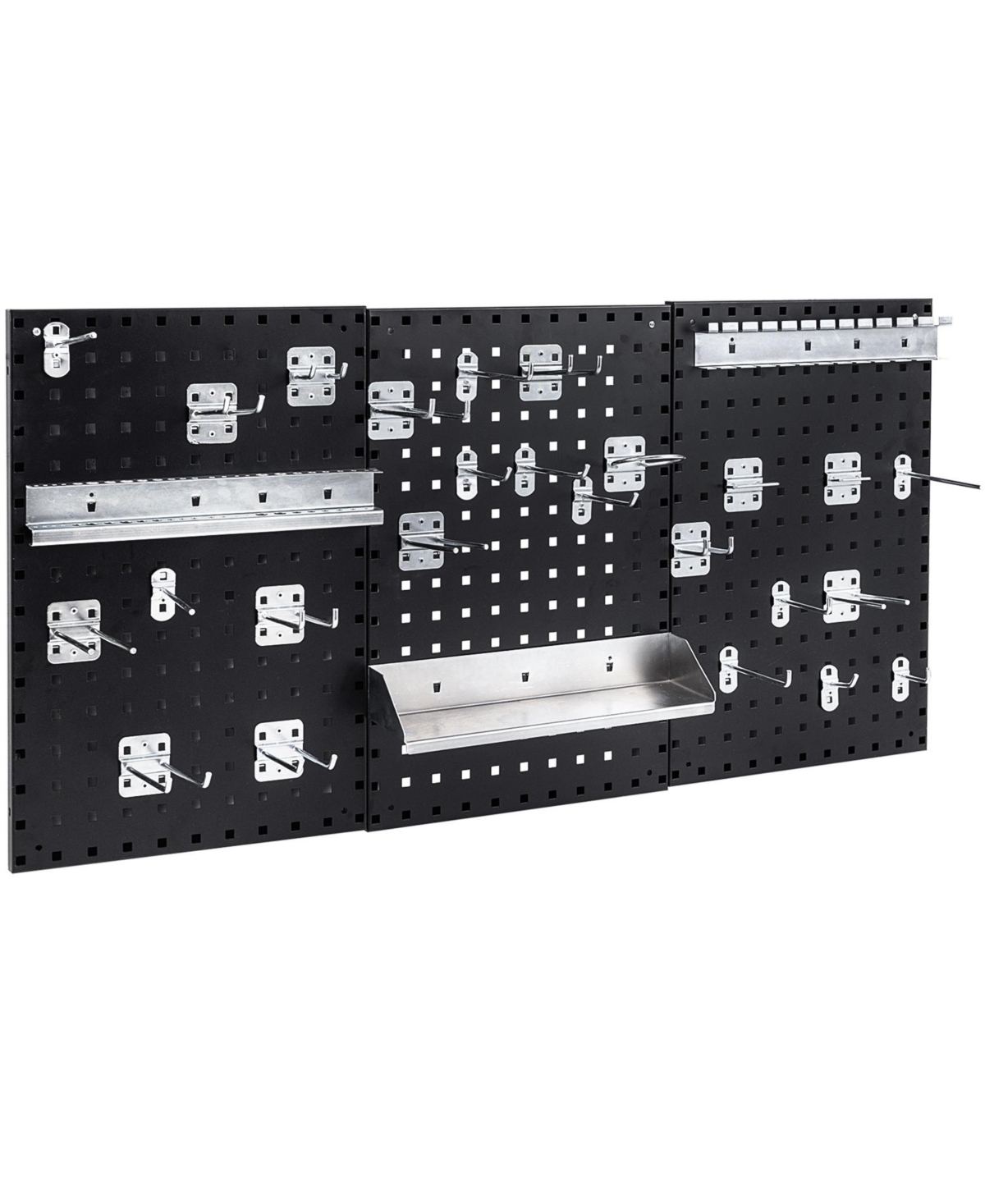 Sugift Wall-Mounted Pegboard Kit with 3 Pegboards for Garage Workshop-Black