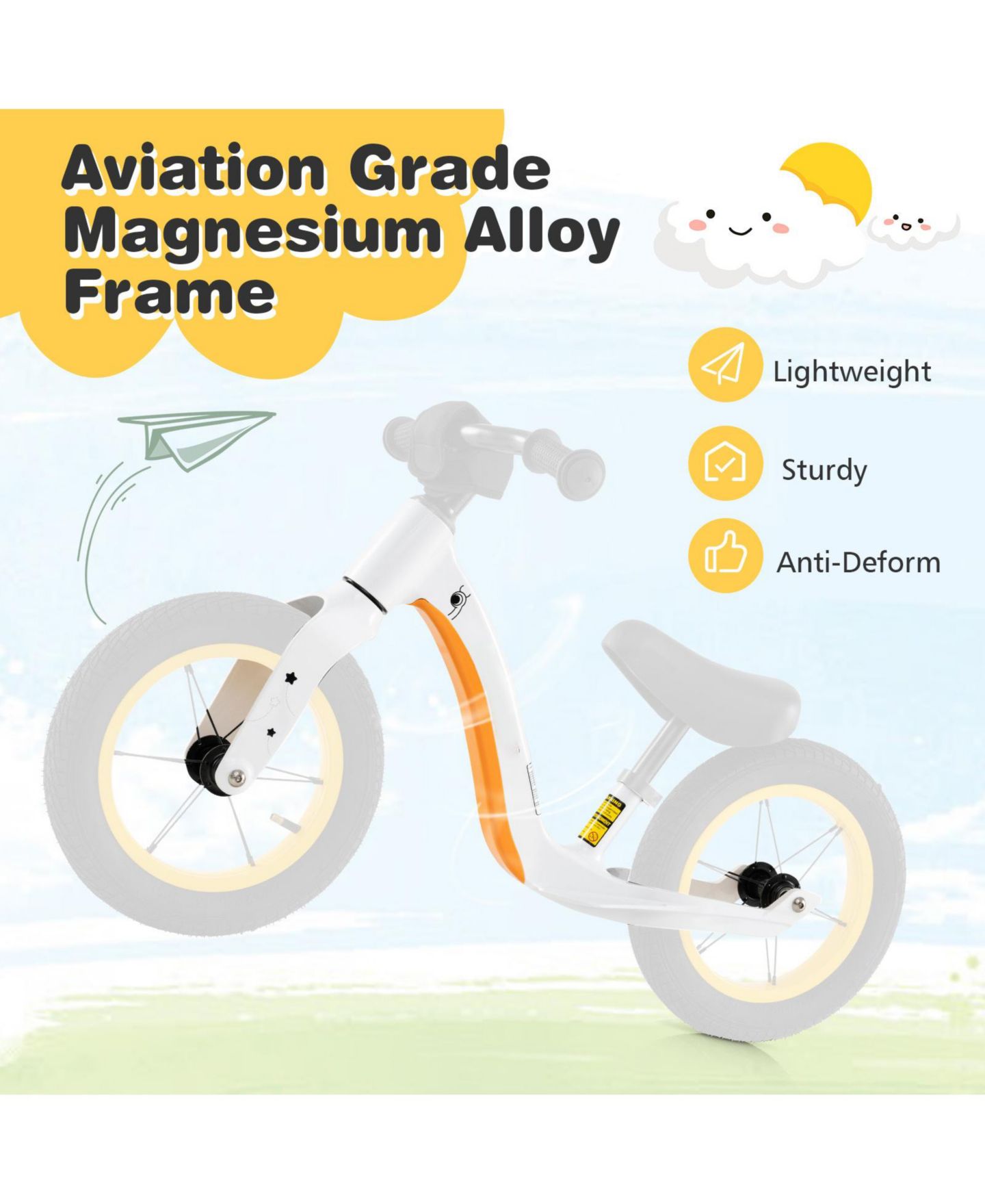 Детская игрушка GIVIMO Skonyon 12-Inch No-Pedal Balance Bike, Ages 3-6, цвет: Белый — фото 9