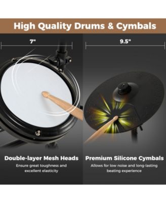 Electric Drum Set Foldable Drum Kit with 10 Demos USB MIDI and 2 Drumsticks
