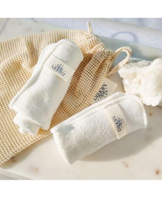 Let Glow Bamboo + Cotton Facial Cleansing Cloths, 2-Pack with Mesh Wash Bag
