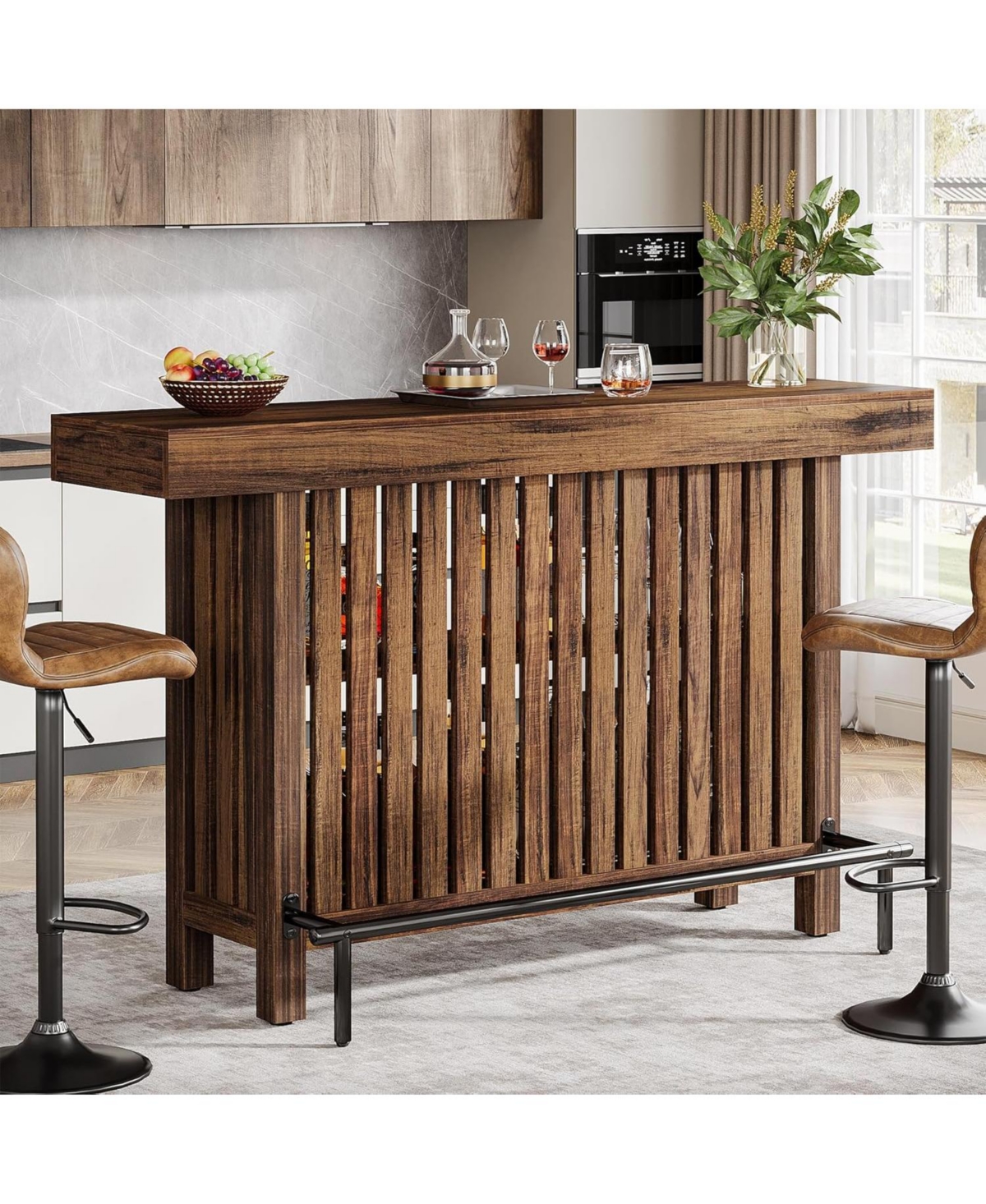 Tribesigns Kitchen Island with 2-Tier Storage, 63-Inch Modern Kitchen Cart with Footrest,Modern Table