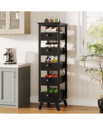 44.88" Tall 5-Tier Narrow Snack Stand Kitchen Stand Fruit Basket,Wood Fruit and Vegetable Storage Rack