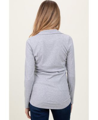 Maternity Ribbed collared Long sleeve top
