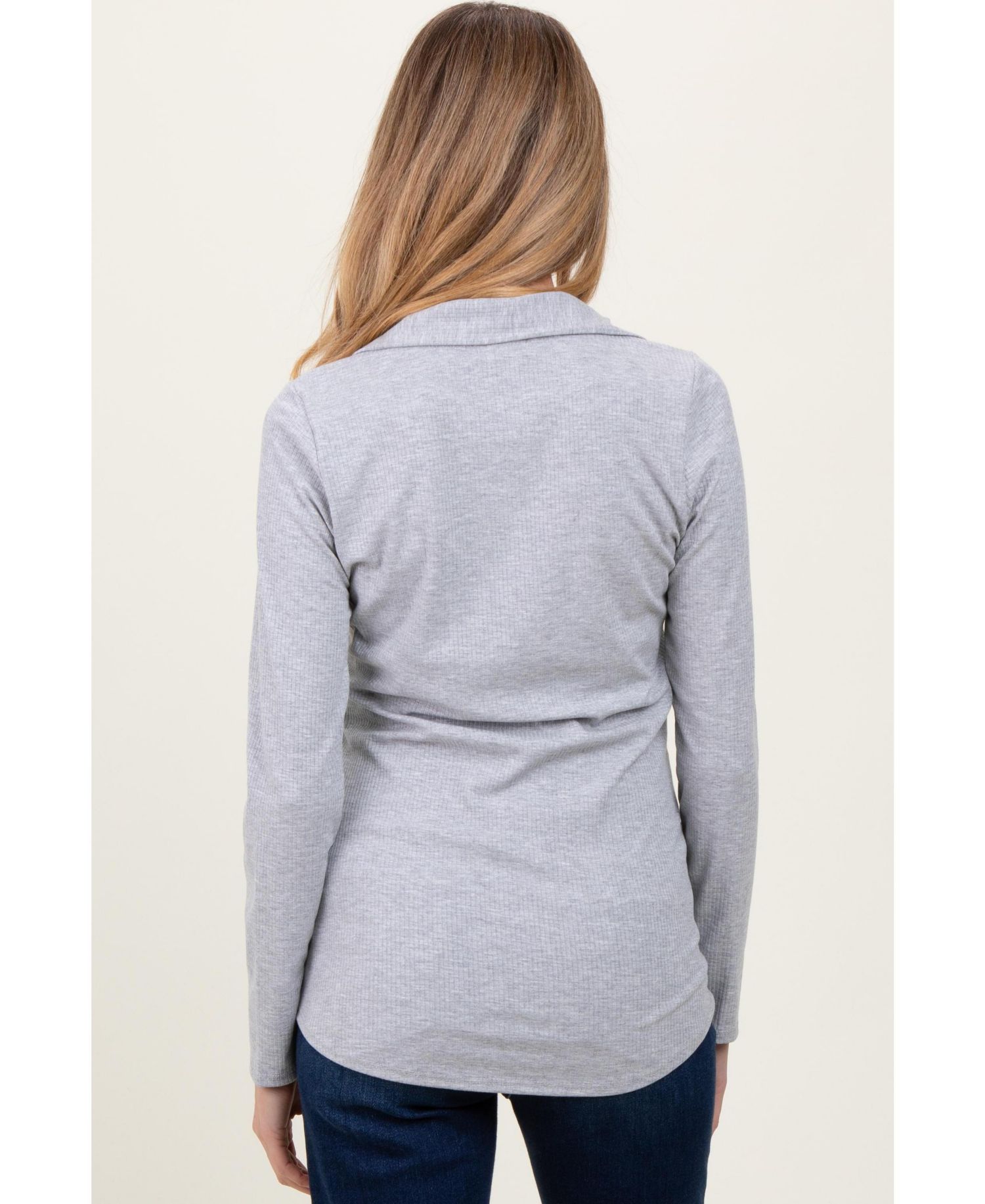 Women's Ribbed collared Long sleeve top