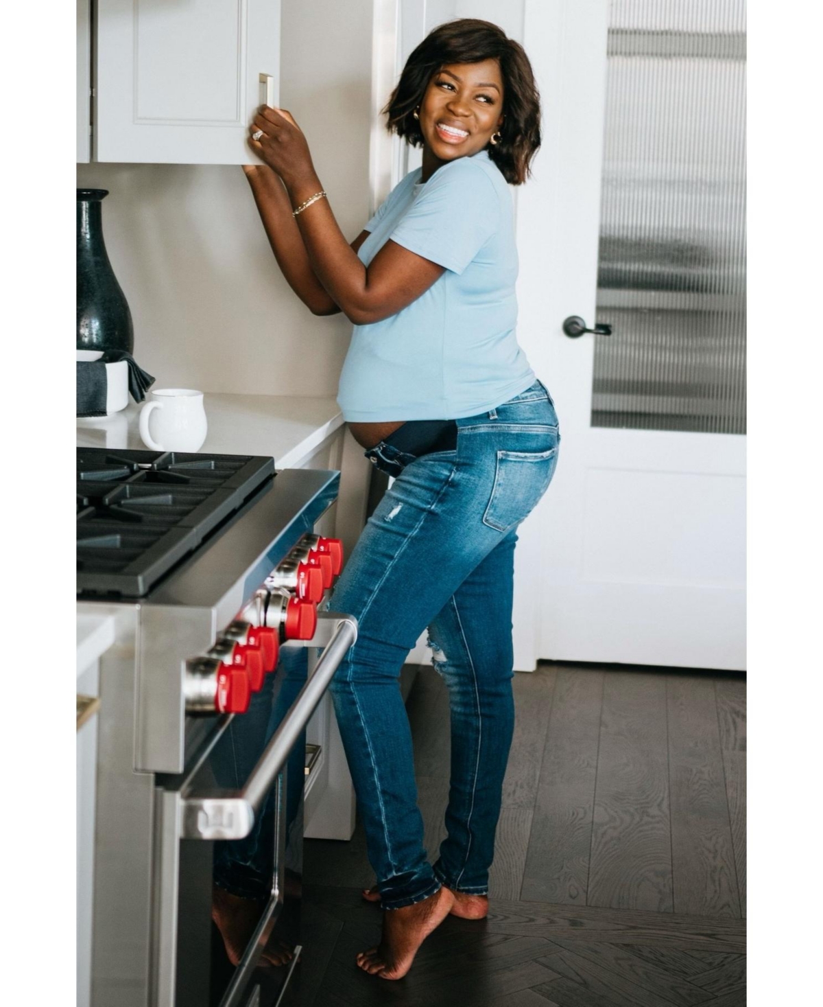 Pinkblush Maternity Blue Distressed Side Insert Jeans