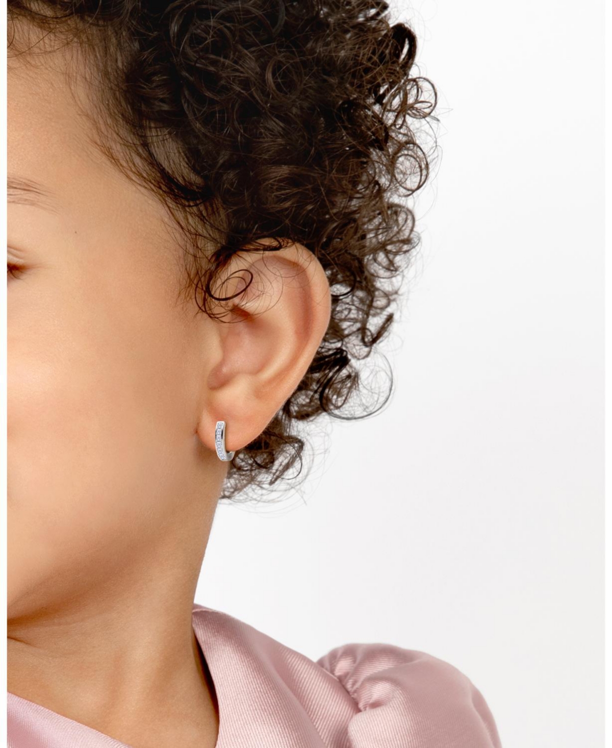 Tiny Blessings Children's Sterling Silver Channel Cut Cz 11mm Huggie Hoops Earrings