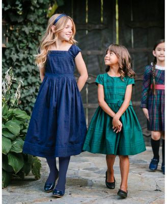 Toddler Girls Organic Puff Sleeve Pintuck Sateen Party Dress