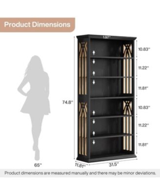 6-Tier Kitchen Pantry, 75-Inch Tall Pantry Cabinet, Large Freestanding Storage Shelves, Wood Pantry Organizer