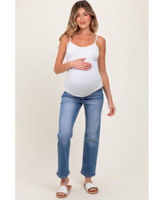 Maternity Blue Cropped Straight Leg Jeans