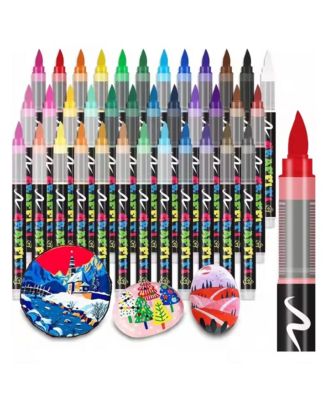 24 Colors Liquid Straight Type Acrylic Marker Pen Sets, Water-Based Paint Pens for Arts & Crafts, Kids Activity and School Classroom
