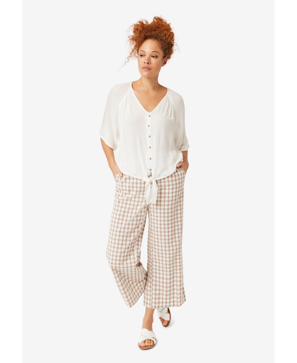 ellos Women's Gingham Crop Pants