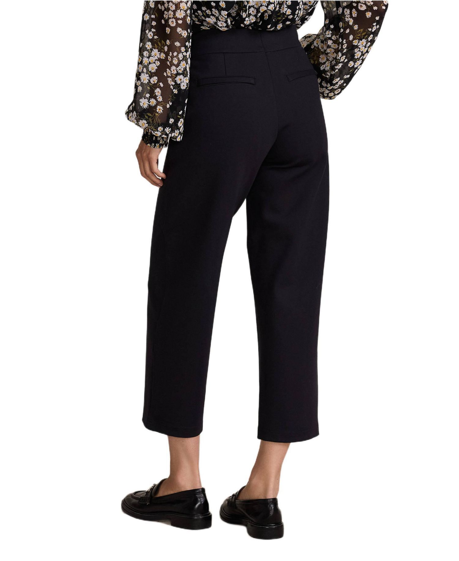 Petite Ponte High Rise Straight Leg Crop Pants