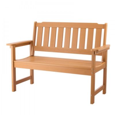 Wood-Look Weatherproof Plastic Bench for Patio or Garden