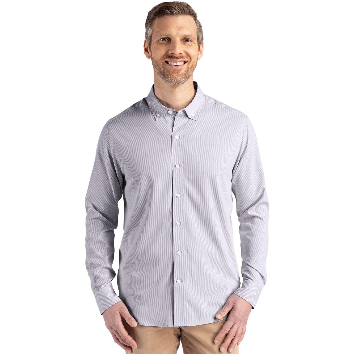 Men's Pinstripe Long Sleeve Dress Shirt