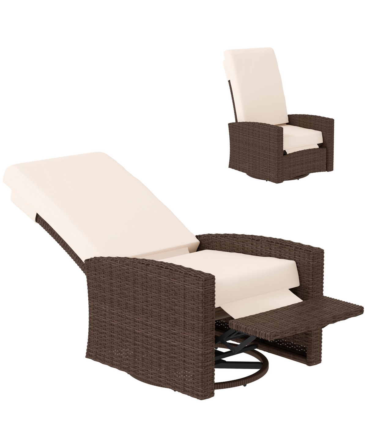 Outsunny Reclining Rat 360° Swivel Chair Cushioned Recliner,