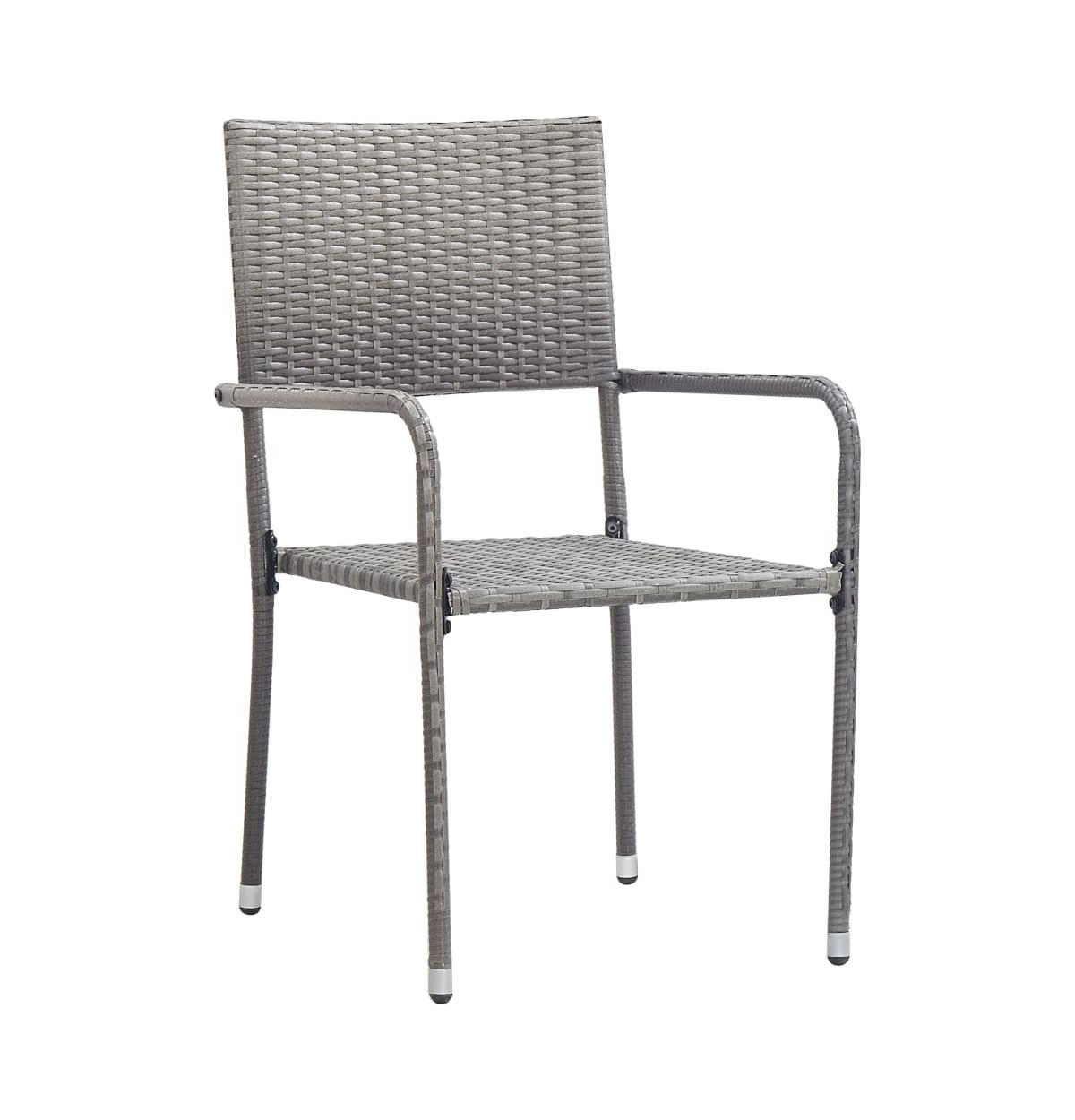vidaXL Garden Dining Chair Set of 4 Grey Pe rattan, Steel
