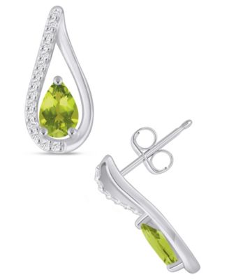 Gemstone and Diamond Earrings (1/6 ct. t.w.) in 10k White Gold (also in 10k Yellow Gold)