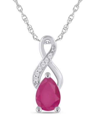 Gemstone and Diamond Accent Pendant Necklace in 10k White Gold