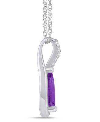 Gemstone and Diamond Pendant Necklace (1/10 ct. t.w.) in 10k White Gold (also in 10k Yellow Gold)
