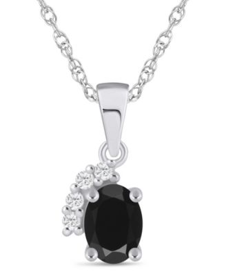 Gemstone and Diamond Pendant Necklace (1/20 ct. t.w.) in 10k White Gold (also 10k Yellow Gold)