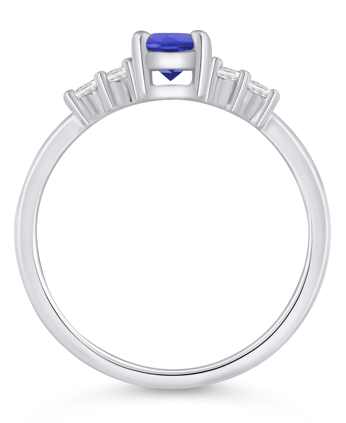 Macy's Gemstone And Diamond Ring (1/6 Ct. T.w.) In 10k White Gold (also In 10k Yellow Gold) In Metallic
