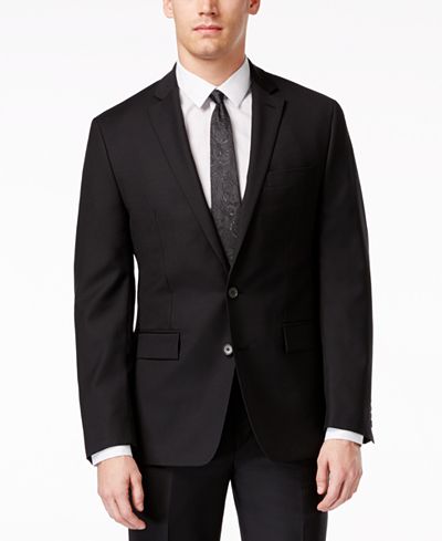 Ryan Seacrest Distinction Black Solid Slim-Fit Jacket