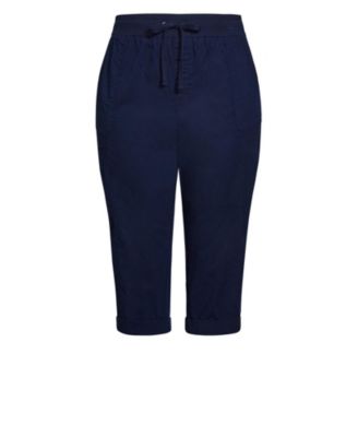 Women's Plus Size Cotton Roll Up Capri