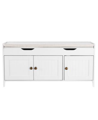 Shoe Bench with Cushion Seat and 3 Compartments – Entryway Furniture