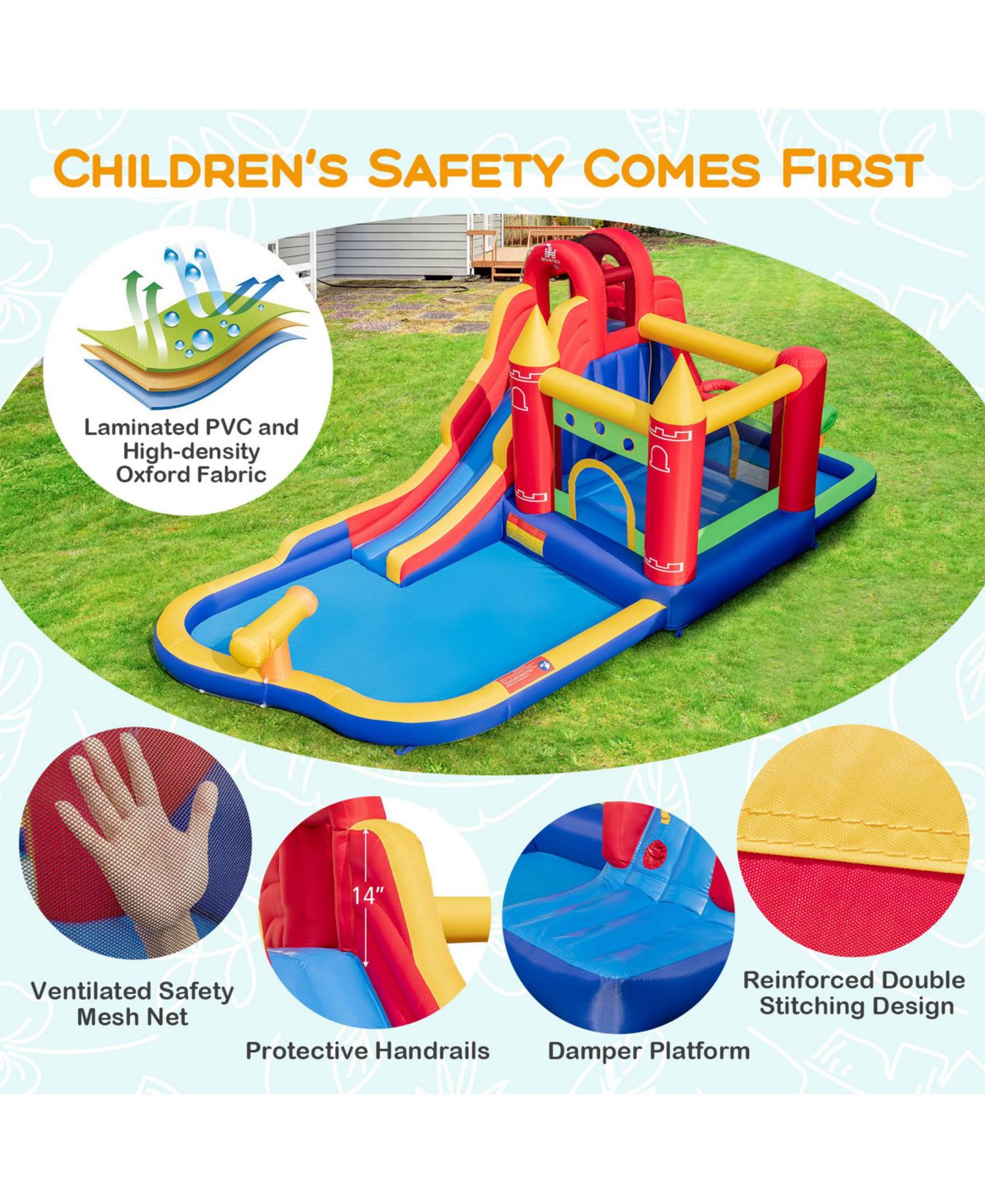 Детская игрушка SUGIFT 9-in-1 Inflatable Bounce Castle with Water Slide and Splash Pool, Ages 3+, цвет: Синий — фото 6