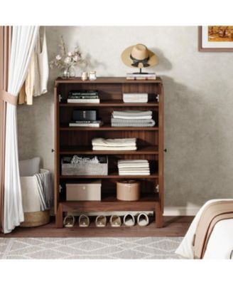 Shoe Cabinet with Doors, 5-Tier Shoe Storage Cabinet with Adjustable Shelves