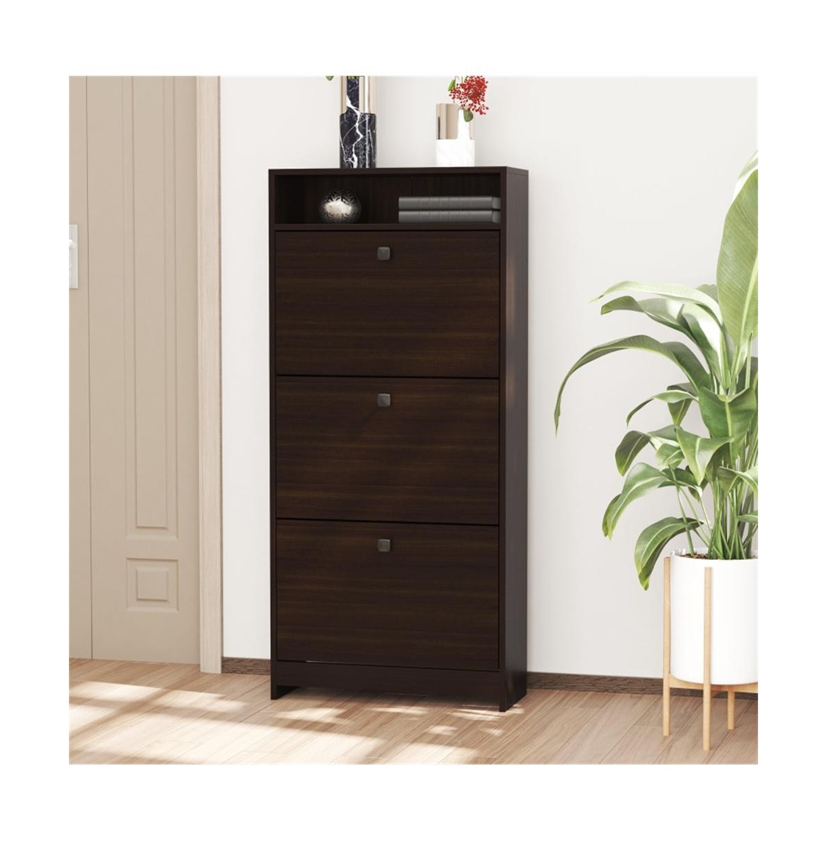 Modern Shoe Storage Cabinet with Drawers and Adjustable Shelves