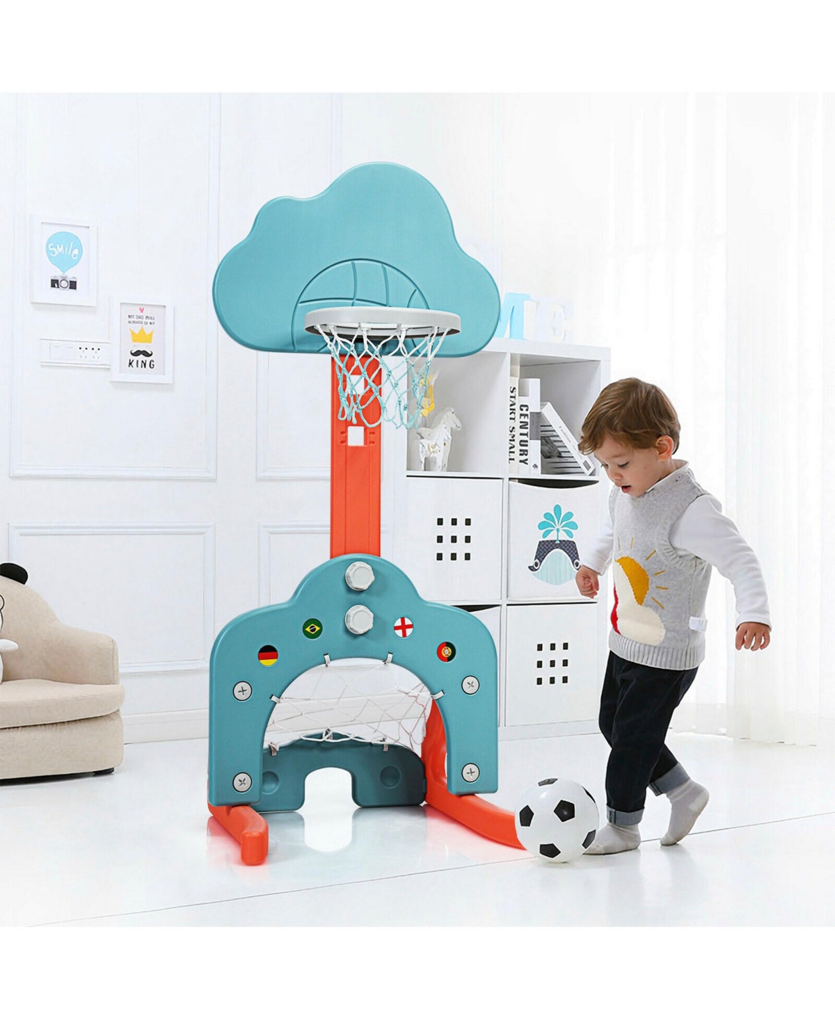 Sugift 3-in-1 Kids Basketball Hoop Set with Balls
