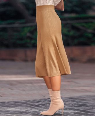 Women's Catching Up Khaki Midi Skirt