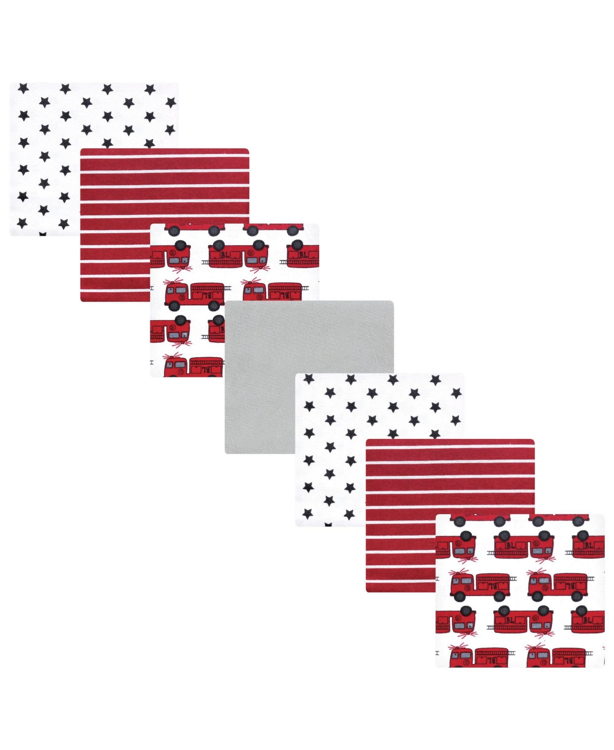 Hudson Baby Infant Boys Cotton Flannel Receiving Blankets 7-Pack Bundle, Fire Truck , One Size