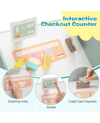 Wooden Kids Grocery Store Playset Pretend Play Supermarket