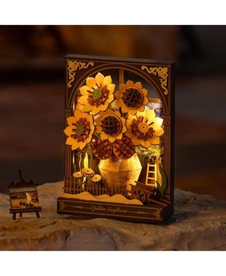 3D Puzzles Wooden Puzzle Glittering Golden Sunflower Wall Art Home Decor Home Decor Unique Holiday Gifts for Adult Yellow