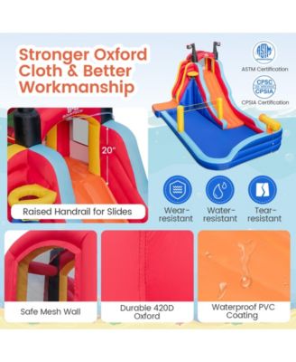 5-in-1 Inflatable Bounce House with 2 Water Slides and Large Splash Pool With 950W Blower