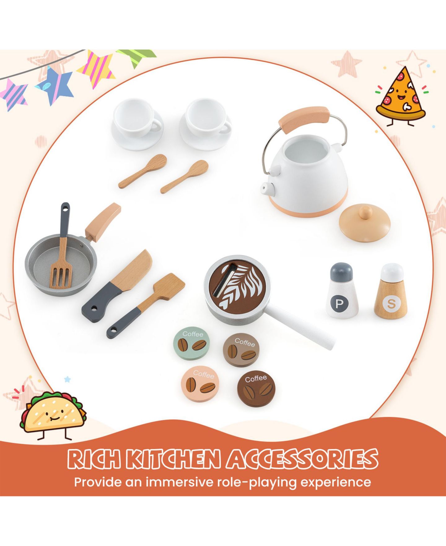 Детская игрушка SUGIFT Wooden Corner Play Kitchen with Coffee Machine and Slide, Ages 3+, цвет: Белый — фото 5