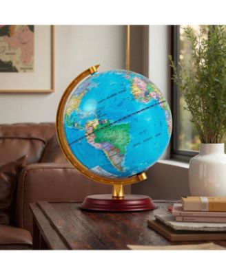 8 Inch Illuminated World Globe Night Light up Globe Lamp with Wooden Stand and HD Map