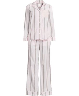 Women's Cotton Poplin 2 Piece Pajama Set - Long Sleeve Top and Pants