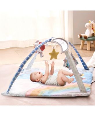 Baby Play Gym Mat with 6 Sensory Toys, Tummy Time Activity Mat 35" x 35