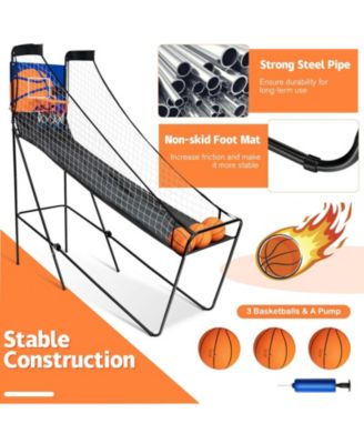 Foldable Single Shot Basketball Arcade Game with Electronic Scorer and Basketballs