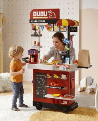 82-Piece Kids Play Kitchen Set Fried Chicken Shop with Steam, Water Circulation Sink, and Color-Changing Food for Ages 3+