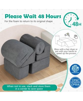 6-Piece Baby Climbing Blocks with 30D High-Density Foam and Carrying Handles-Gray